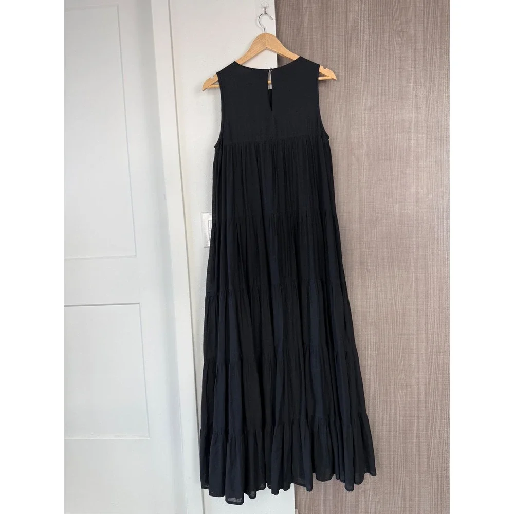 Anthropologie Samant Chauhan Black Jacaranda Tiered Maxi Dress Embroidered 8 - Picture 11 of 16